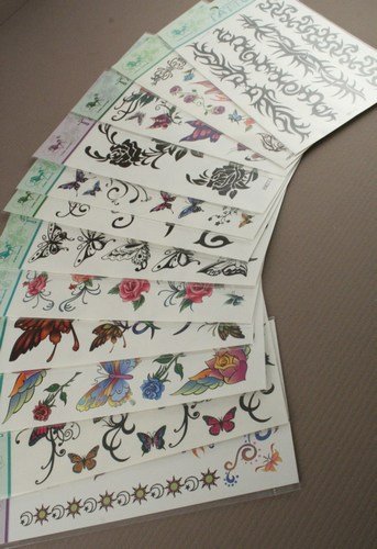 6 Packs Butterflies Temporary Tattoo Flash with Glitter