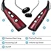 Rymemo 2016 Newest Design Universal Wireless Bluetooth 4.1 Music Stereo Sports Headset Headphones Vibration Neckband Style for Cellphone (Red-Black)