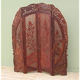 Elephants Carved Arched Screen 4 Panels Room Divider Teak