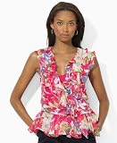 Lauren by Ralph Lauren Petite Top, Marissa Sleeveless Floral Printed Silk