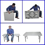 4ft Folding Table Trestle Table With Adjustable Leg Height