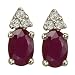 14K Yellow Gold 1/10 ct. Diamond and 1 1/3 ct. Oval Shaped Ruby Fashion Earrings