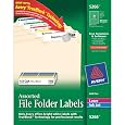 Avery® File Folder Labels in Assorted Colors for Laser and Inkjet Printers with  TrueBlock(TM) Technology, 2/3 inches x 3-7/16 inches, Pack of 750 (5266)