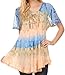 Sakkas Monet Long Tall Tie Dye Ombre Embroidered Cap Sleeve Blouse Shirt Top