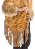 Mink Fur Handbag-Golden Mink Hobo Leather Fringes