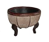 15 Wood Cane Bowl Shaped Planter with Legs, Containers