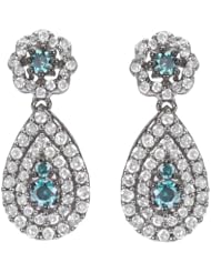 10k White Gold 1CT TDW Blue and White Diamond Earrings (H-I, I1-I2)
