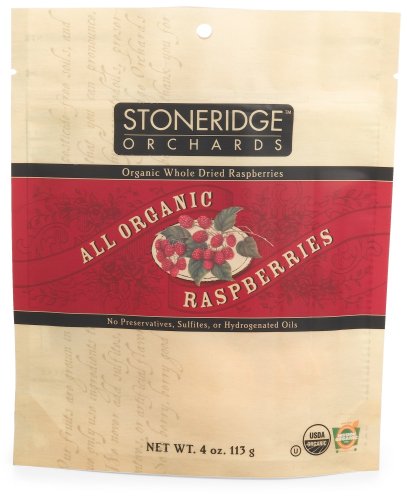 Stoneridge Orchards Organic Whole Dried Raspberries, 4-Ounce Pouches (Pack of 5) by Stoneridge Orchards