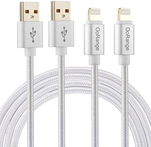 2 Pack OoRange Nylon Braided Lightning to USB Sync Charge Cable Cord Charger For iPhone, iPad, iPod - 6.5 Feet (2 Meters)