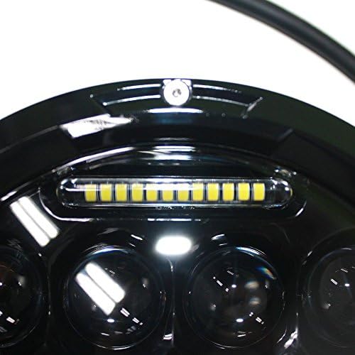 1- Round 7" WorX Pro Optics Work Light - 75w 7inch Round LED Headlight with DRL Hi/lo Beam Phillips Leds for Jeep Wrangler Jk Tj Harley Davidson (1 Pc) 105105 circle