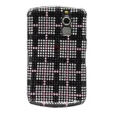 NEW! Premium Luxurious Designer Hard Diamond Glitter Crystal Snap-on Case for Blackberry Curve 8330, 8300, 8310 Case - Black Silver Checkers