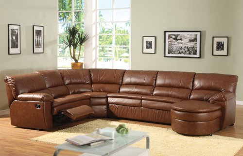 Brown Leather Sectional Recliner & Sleeper