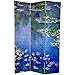 Red Lantern Double Sided Works of Monet Canvas Folding Screen - Lilies/Garden at Giverny, 6 ft. Tall