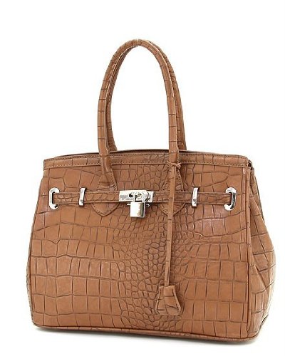Brown Crocodile Designer Inspired Doctor's Bag Handbag
