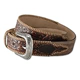 Tooled-leather Western Belt, 38