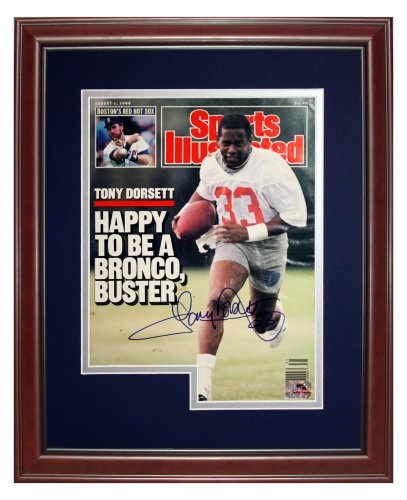 Tony Dorsett Autographed Dallas Cowboys / Denver Broncos (8/1/88) Deluxe Framed Sports Illustrated Magazine