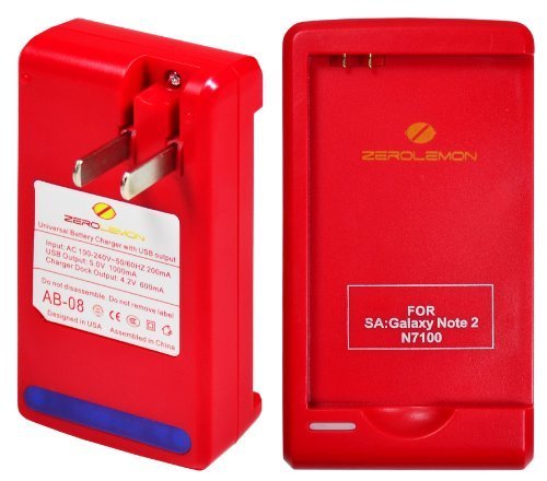Zerolemon Travel External Battery Charger for Samsung Galaxy Note 2 N7100 Compatible with the ZeroLemon Extended and Slim Batteries - Fastest External Charger