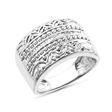 0.20 Carat Baguette Cut Diamond Sterling Silver Wide Band