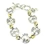 Two Tone Religious Cross Charm Toggle Bracelet Fashion Jewelry