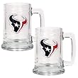 Houston Texans NFL 2pc 15oz Glass Tankard Set- Primary Logo