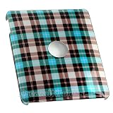 BLUE WITH BROWN PLAID CHECK SNAP ON HARD SKIN SHELL PROTECTOR BACK COVER CASE...
