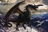 Rogue Dragon (On Mountain) Unframed Art Poster Print (Framing and Wood-Mounting also available) - 24' X 36'