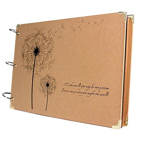 SiCoHome Scrapbook Vintage Photo Albums with Semi-Transparent Protecter Sheets and Scrapbook Storage Box Dandelion Printed Surface Ideal Gifts