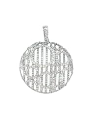 Ladies 18K White Gold 3.45Ct Round Cut Diamond Designer Charm Round Pendant 8.4Gr