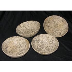 Fossil Marble Bowls 4 pc Set For Ice Cream Soup Cereal or Pasta Makes a Beautiful Gift by Marble 'n things