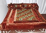 Brocade & Velvet Patch Work Bed Sheet Bedspread with Pillow Covers & Cushio ....