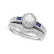 14K White Gold Sapphire and Diamond Wedding Set Semimount - CENTER STONE NOT INCLUDED
