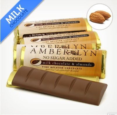 No Sugar Milk Chocolate with Almonds Candy Bar, Sugar Free Belgium Chocolate (15)