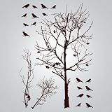DCWV Wall Art Birds In Tree, Peel-Stick, Brown