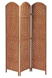 Diamond Weave 48h Three-panel Wicker Room Divider
