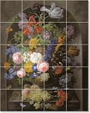 Johann Drechsler Flowers Tile Mural Construction Ideas | 17x21.25 using (20) 4.25x4.25 tiles