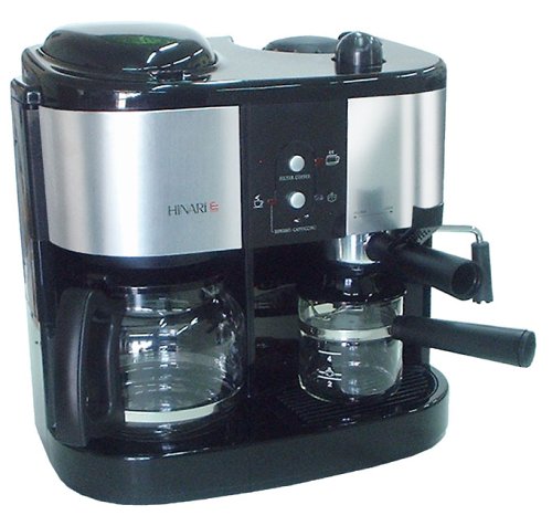 Hinari CC905 Cafe Continental 2 in 1 Espresso/Cappuccino and Filter Coffee Maker Black