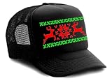 Black RG Reindeer Ugly Sweater X Mas Mesh Trucker Hat Cap