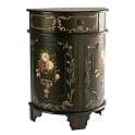 Hand-Painted Floral Demilune Cabinet