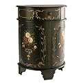 Hand-Painted Floral Demilune Cabinet