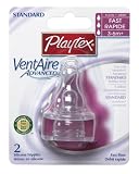 Playtex Ventaire Bubble Free Silicone Feeding Nipples, Stage 2 Fast Flow - 2 Pack