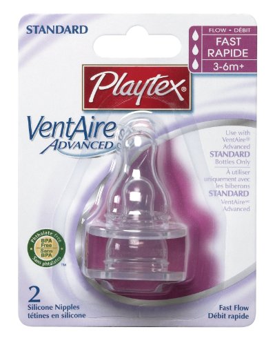 Playtex VentAire Silicone Nipple - Fast Flow - 2 pack --