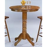 Country Style Oak Finish Wood Kitchen Bar Breakfast Table by visiondecor Furniture