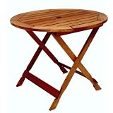 Outdoor patio table folding solid eucalyptus wood bistro round 35 inch - B000UUNAJI