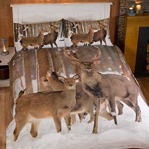 Winter Stag Single/US Twin Duvet Cover and Pillowcase Set