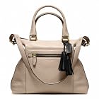 Coach Legacy Textured Pebble Leather Rory Convertible Satchel Handbag Purse 20201 in Cement/Black