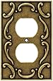Brainerd 126346 French Lace Single Duplex Outlet Wall Plate / Switch Plate / Cover, Burnished Antique Brass