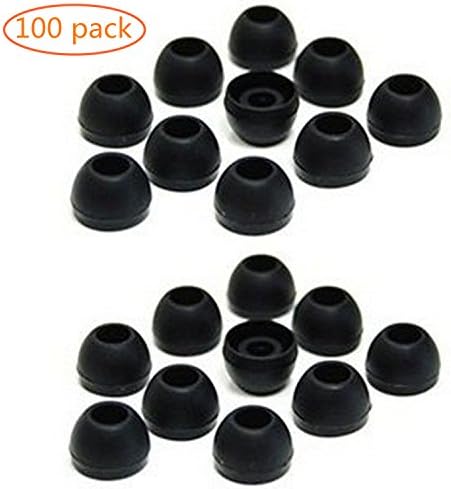 100 Pack Black Silicone Replacement C Tips for Audio-Technica Skullcandy Monster/Sony Ultimate Ears Sharp Sennheiser Panasonic Denon Griffin and JVC