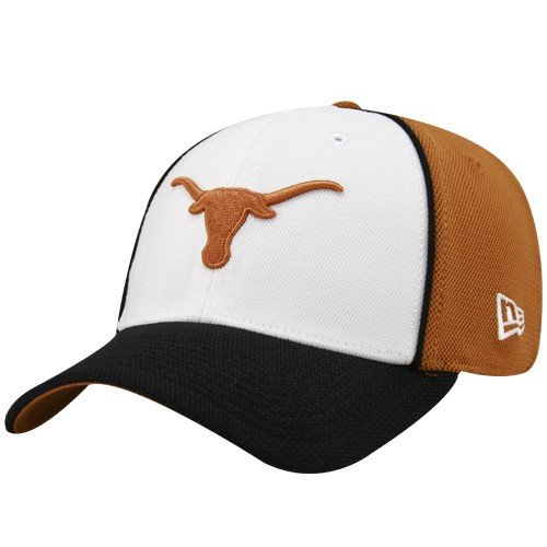 New Era Texas Longhorns White Tri-Color Max 39THIRTY Flex Fit Hat