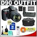 Nikon D90 Digital SLR Camera with 18-105mm AF-S DX VR Nikkor Lens [Outfit] + Nikon MB-D80 Grip + 8GB Card + EN-EL3e Battery + Case + Cameta Bonus Accessory Kit