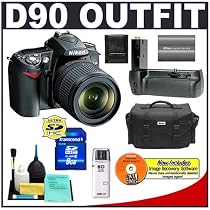 Nikon D90 Digital SLR Camera with 18-105mm AF-S DX VR Nikkor Lens [Outfit] + Nikon MB-D80 Grip + 8GB Cameta Bonus Accessory Kit